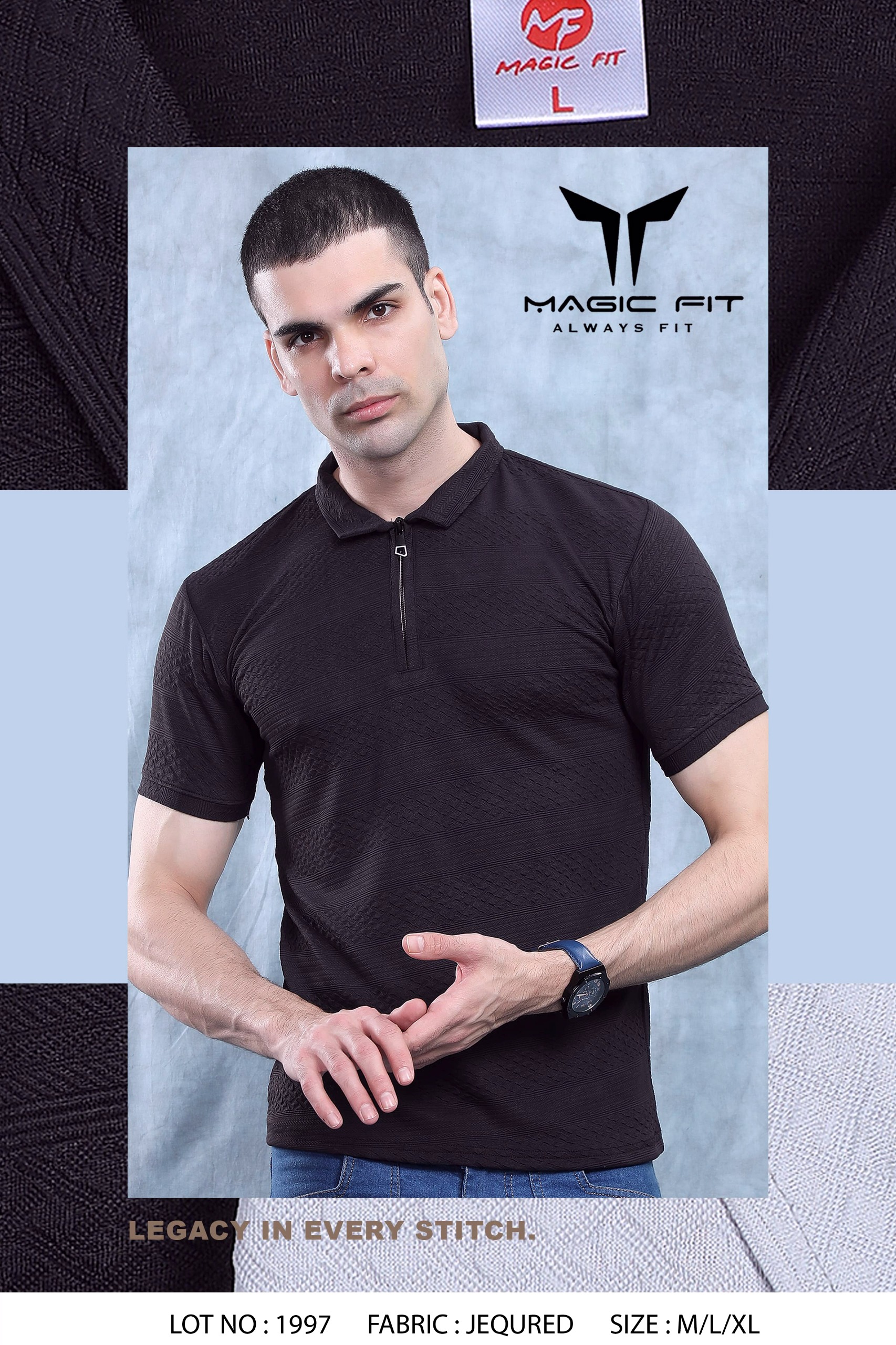 Magic fit Men's Knit Polo Collar Short Sleeve Plain T-Shirt, Assorted