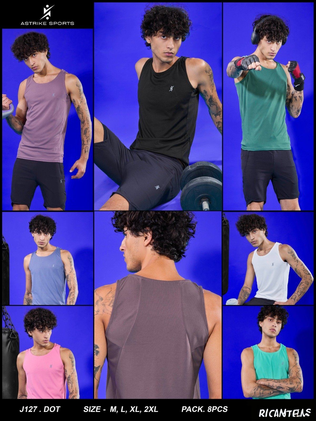 Men's Sleeveless Sando T-shirt Set- J-127 Dot