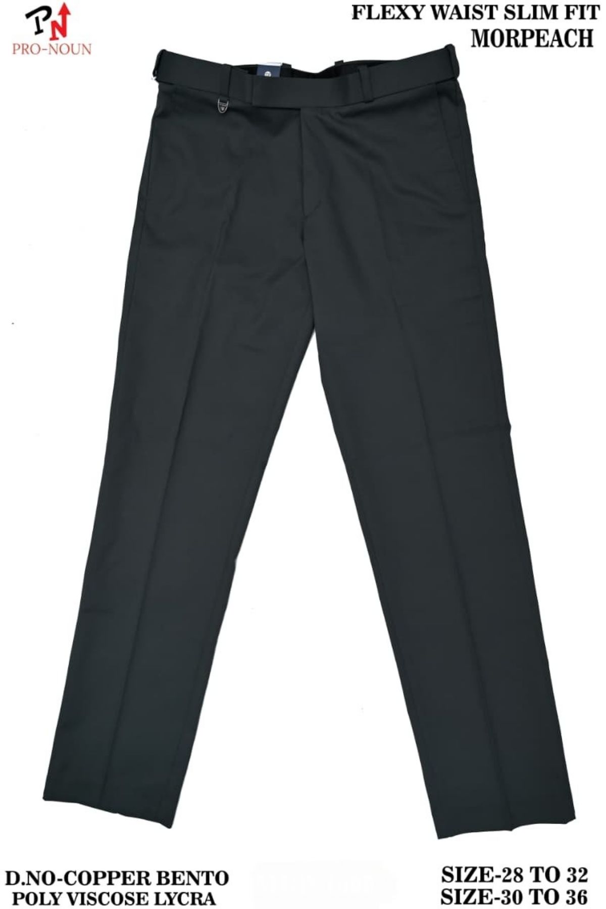 Pro-Noun Men's  Formal Trouser Pants With Adjustable belt D No- Copper Bento-(28-32)- Morpeach