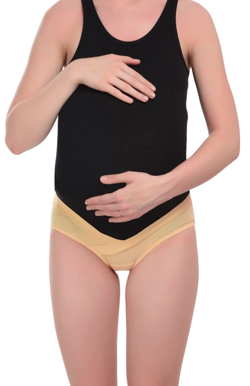 Teusy Woman Low Waist Maternity Panty set-Yellow
