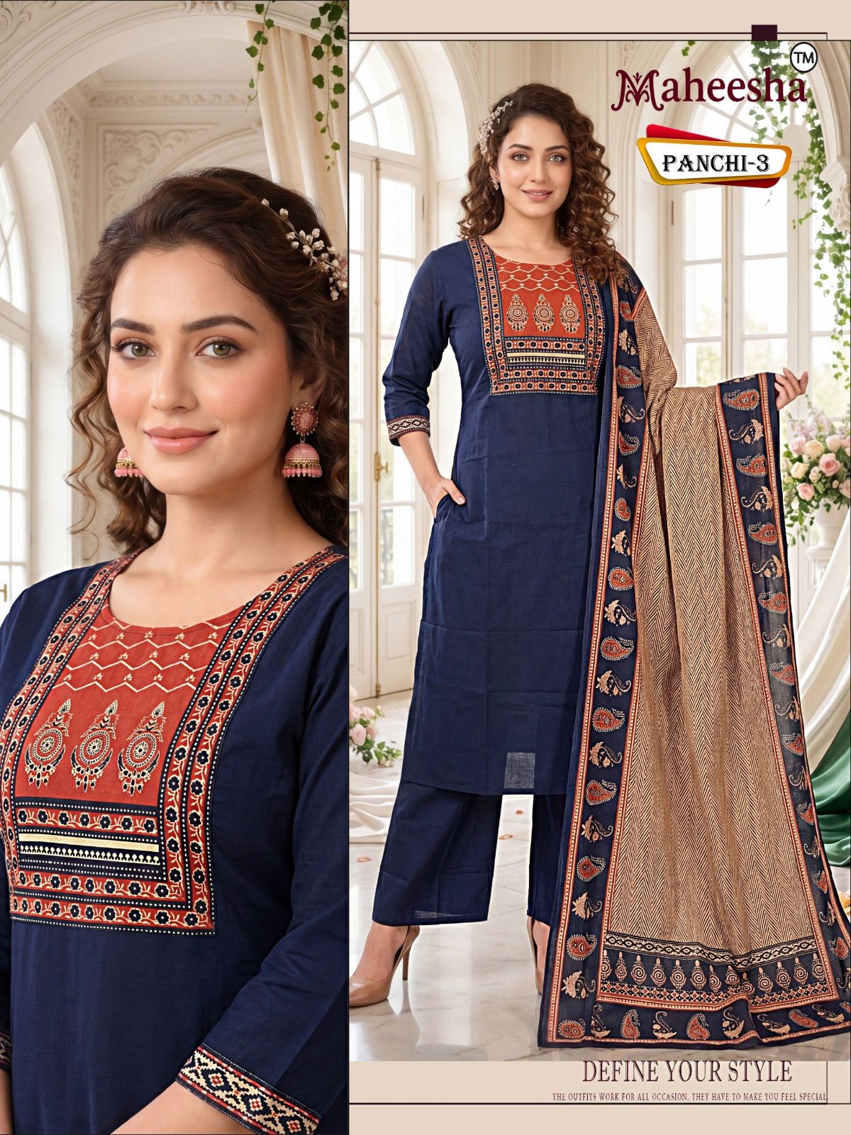 Rani Vastram Women's Ethnic Wear Suit & Bottom Set with Dupatta- Panchi 3