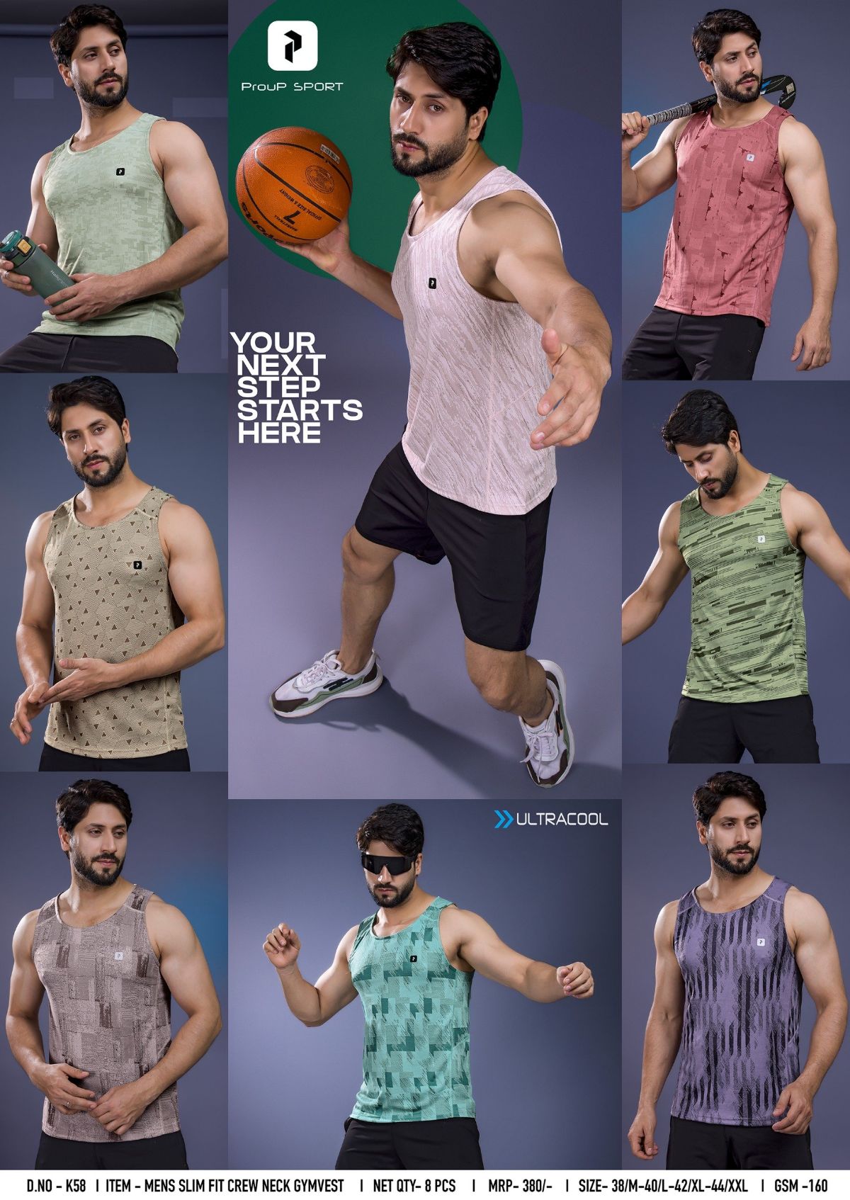 Men's Round Neck Sleevless T-shirts -K-58_2