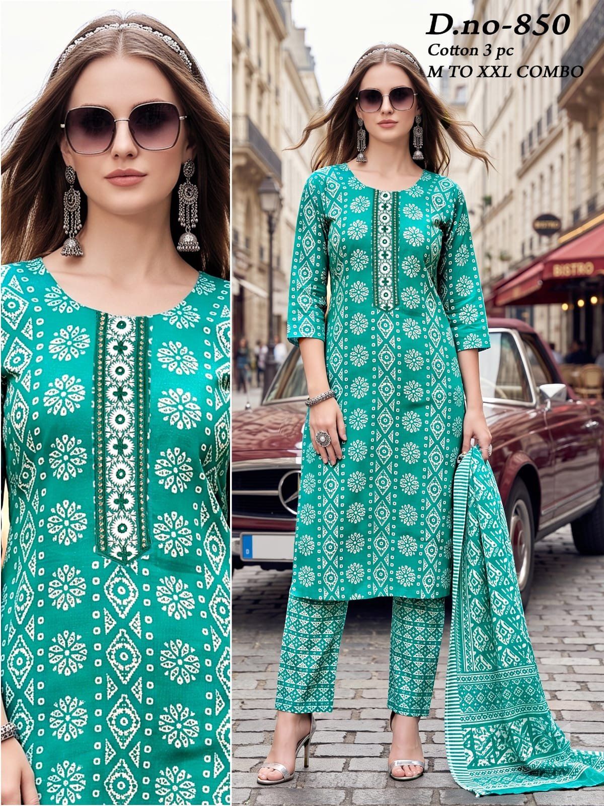 Women's Cotton 3 Pcs Set- 850