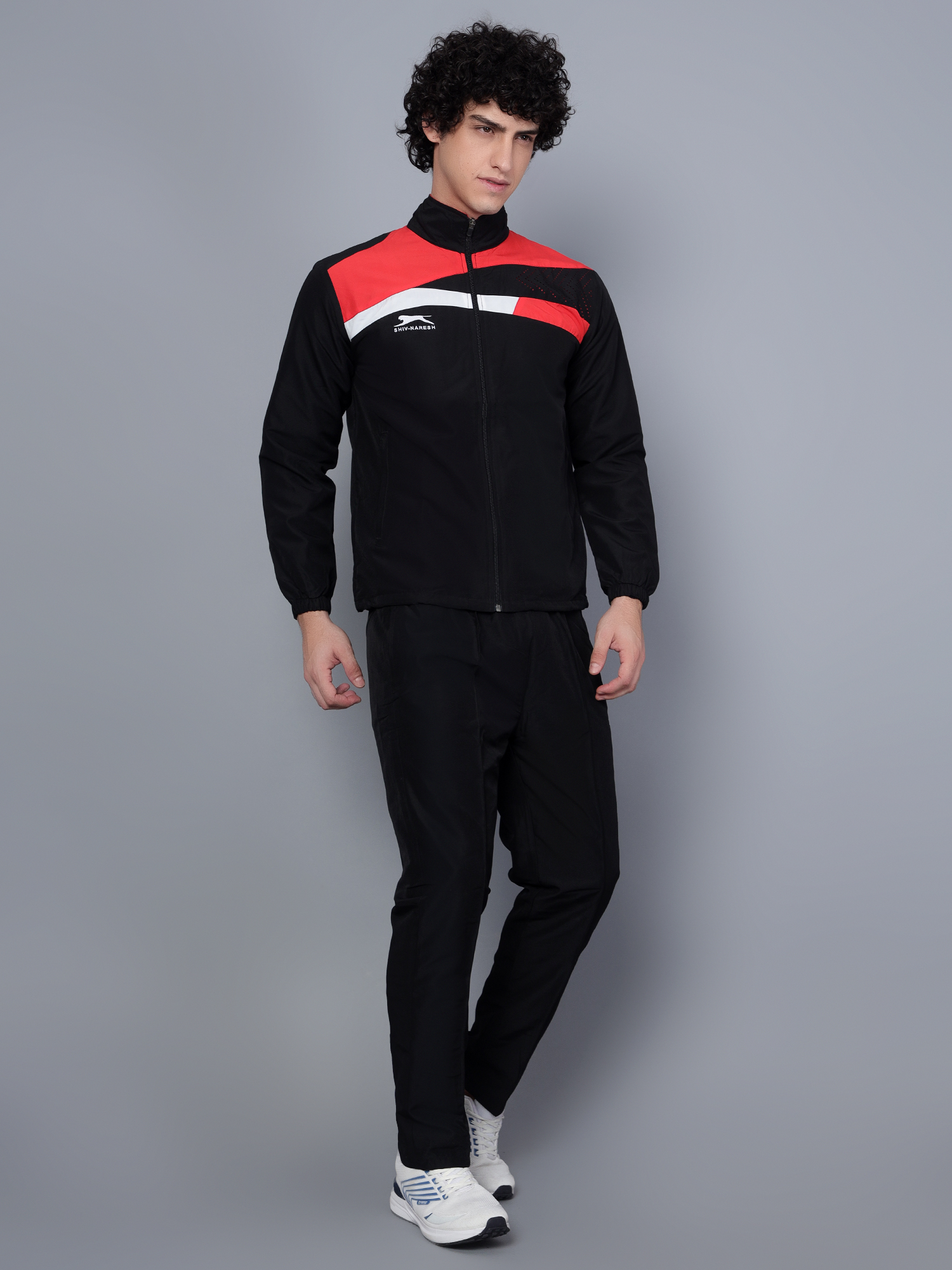 Men's Tracksuit  494A-Black/Red/White-XXL-TZ