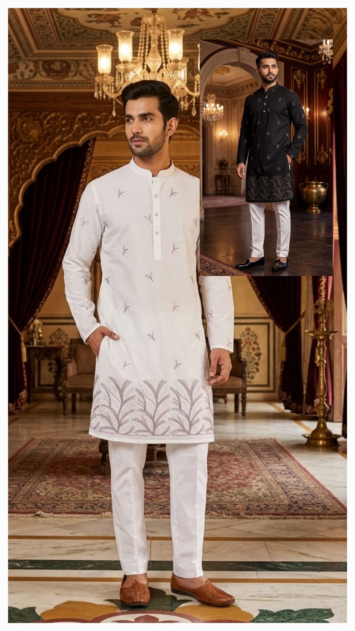Variation Men's Ethnic Kurta Set Lachka Fabric