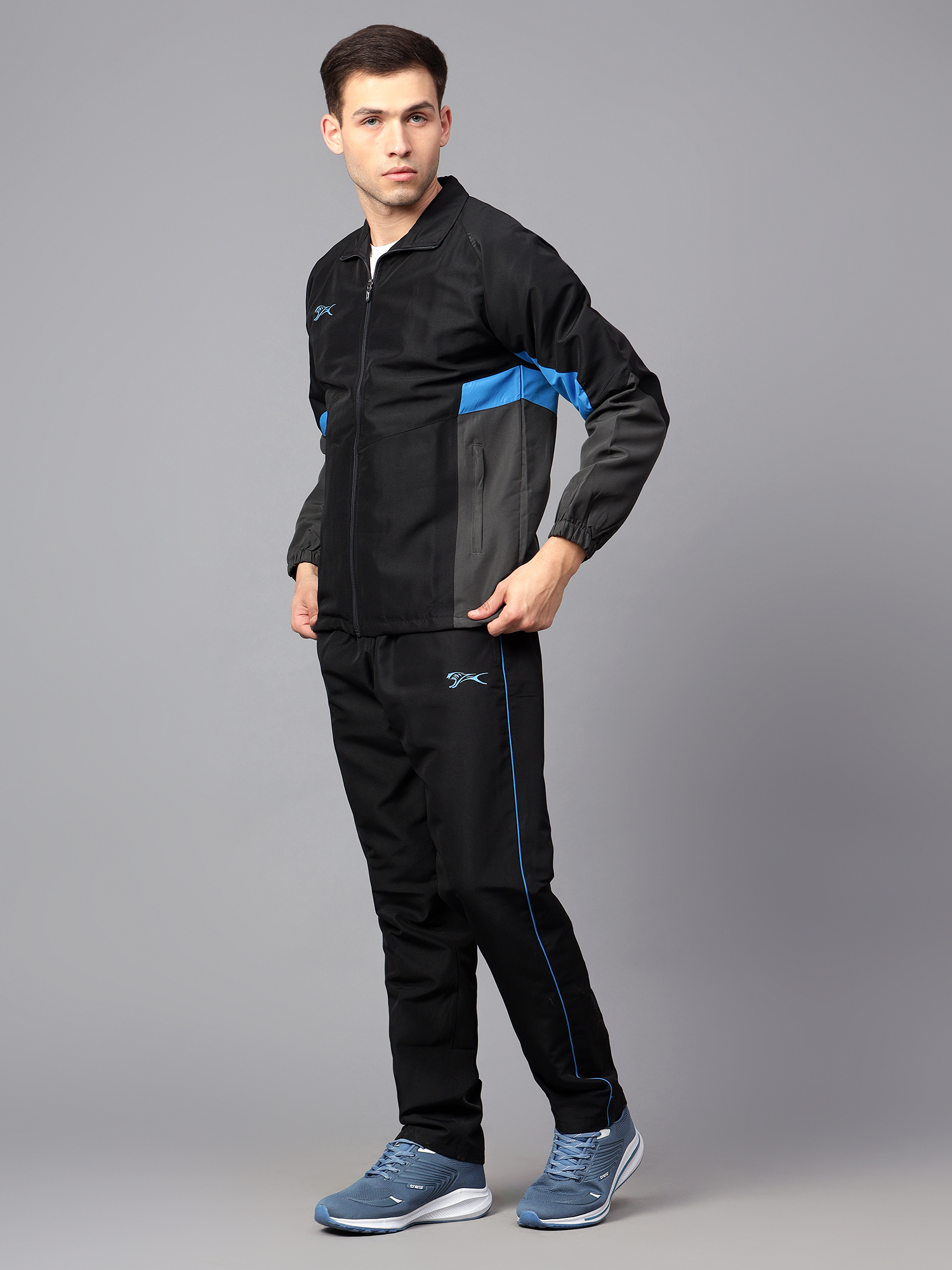Men's Tracksuit  446B-Black/Dark Grey/Turkish Blue-XXL-TZ