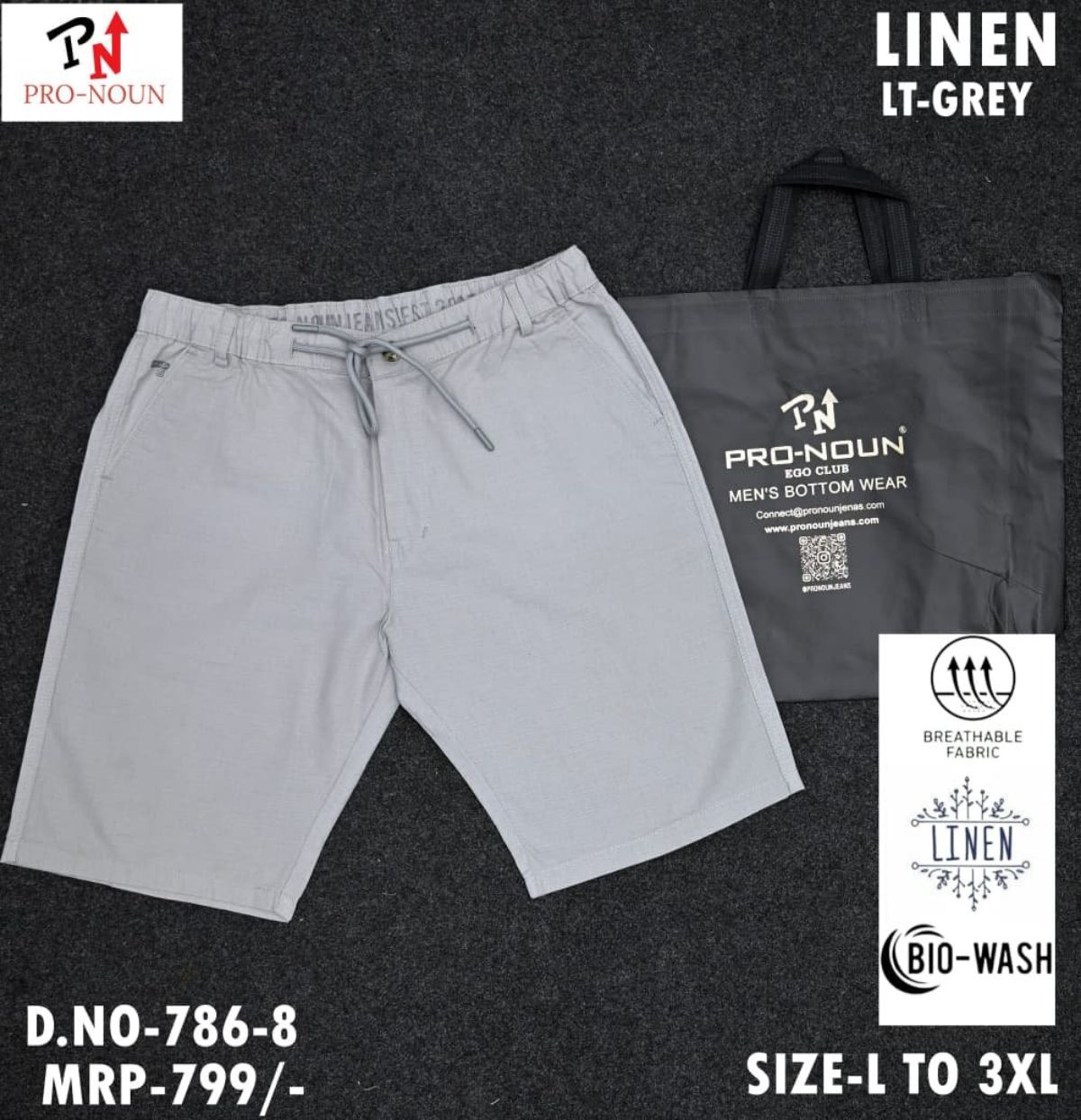 Pro-Noun Elastic Knee Length Men's Shorts - 786-8