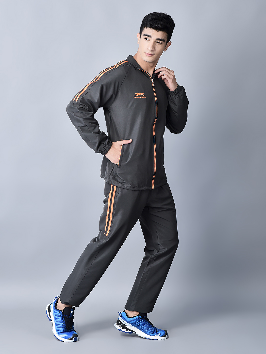 Men's Tracksuit  478A-Dark Grey/Orange-3XL-TZ