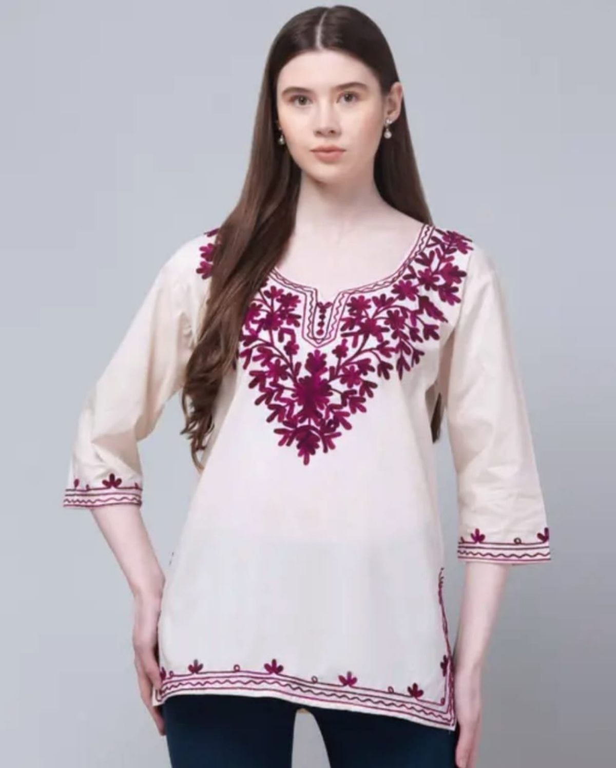 Women's Plain Short Cotton Kurta