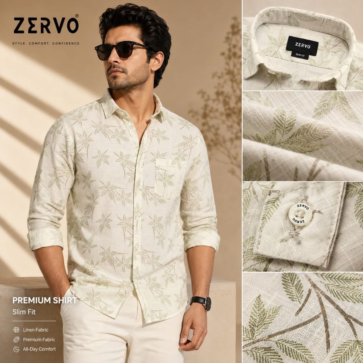 Zervo Men's Linen Printed Shirts