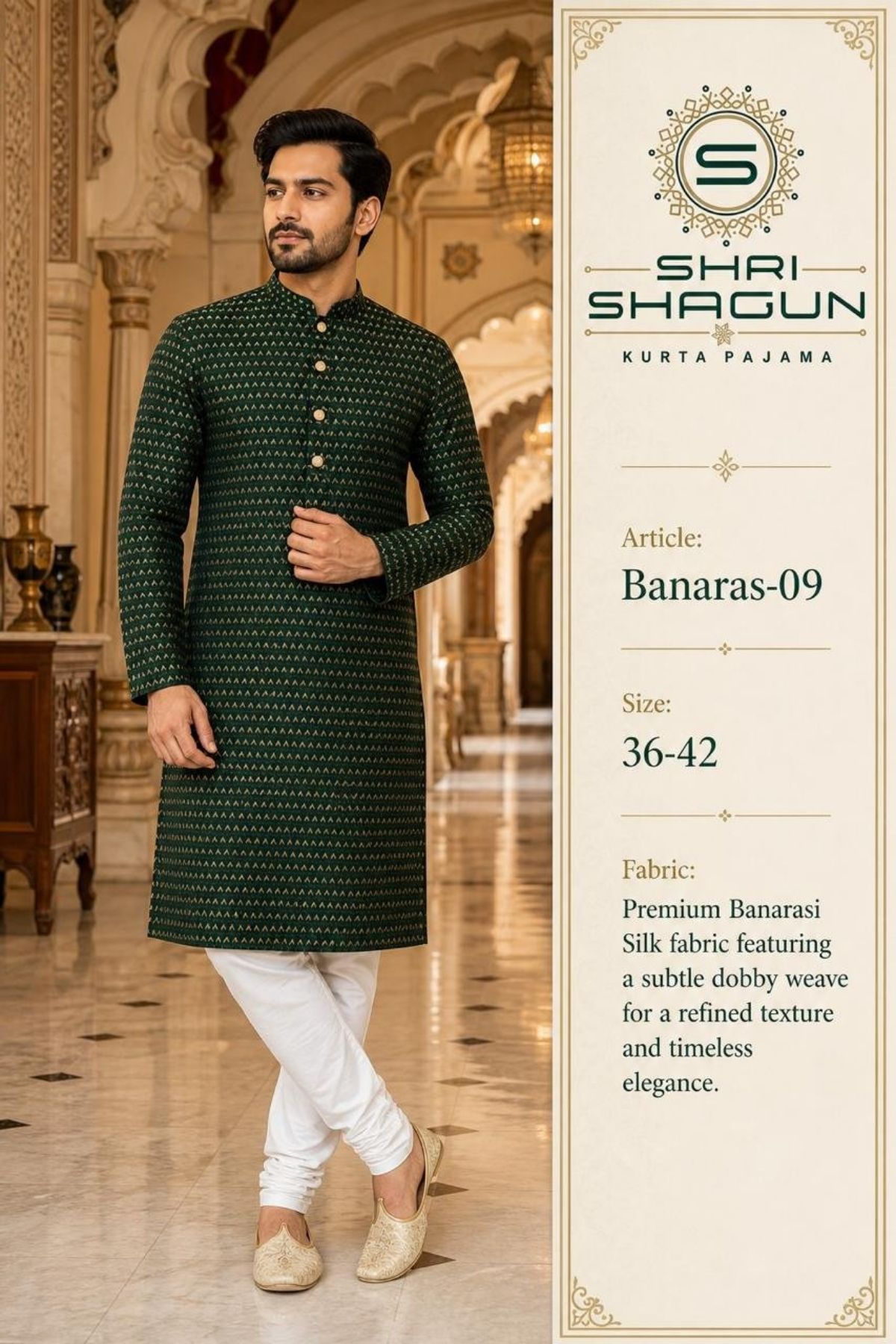 Shri Shagun Banaras dobby Kurta Pajama Set-09