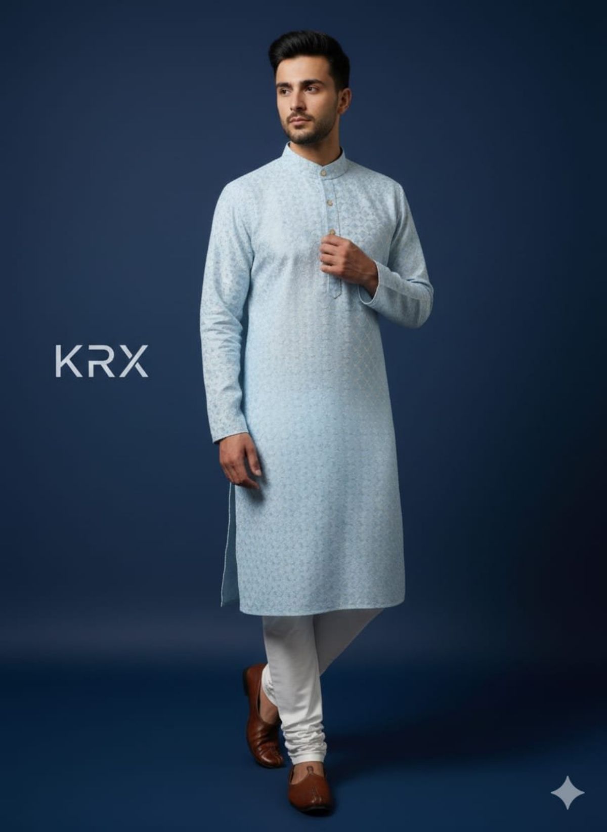 KRX Men's Designer W Printed Poly Viscose Kurta Pajama Set