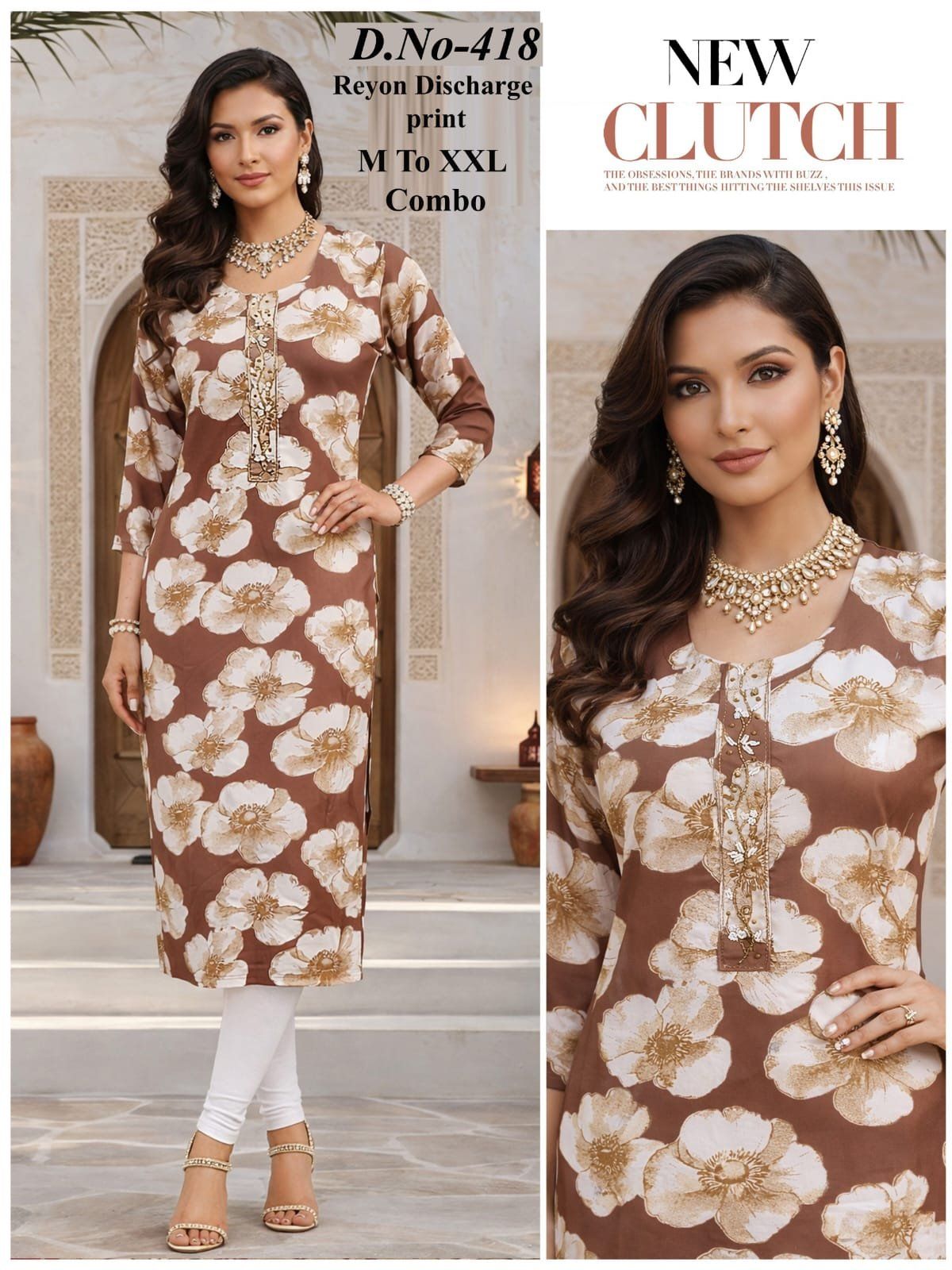 Women's Rayon Discharge Print Kurti-418