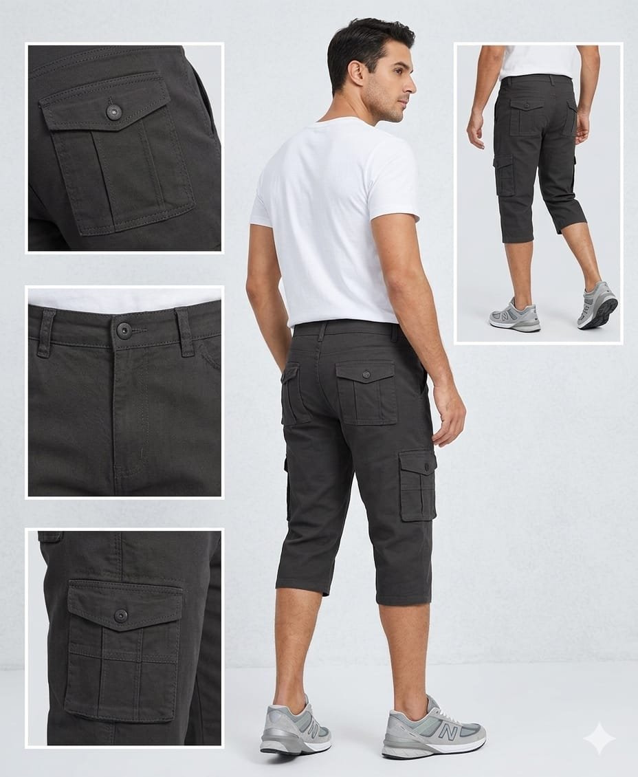 Mango Six Pockets Men's Capri- Grey
