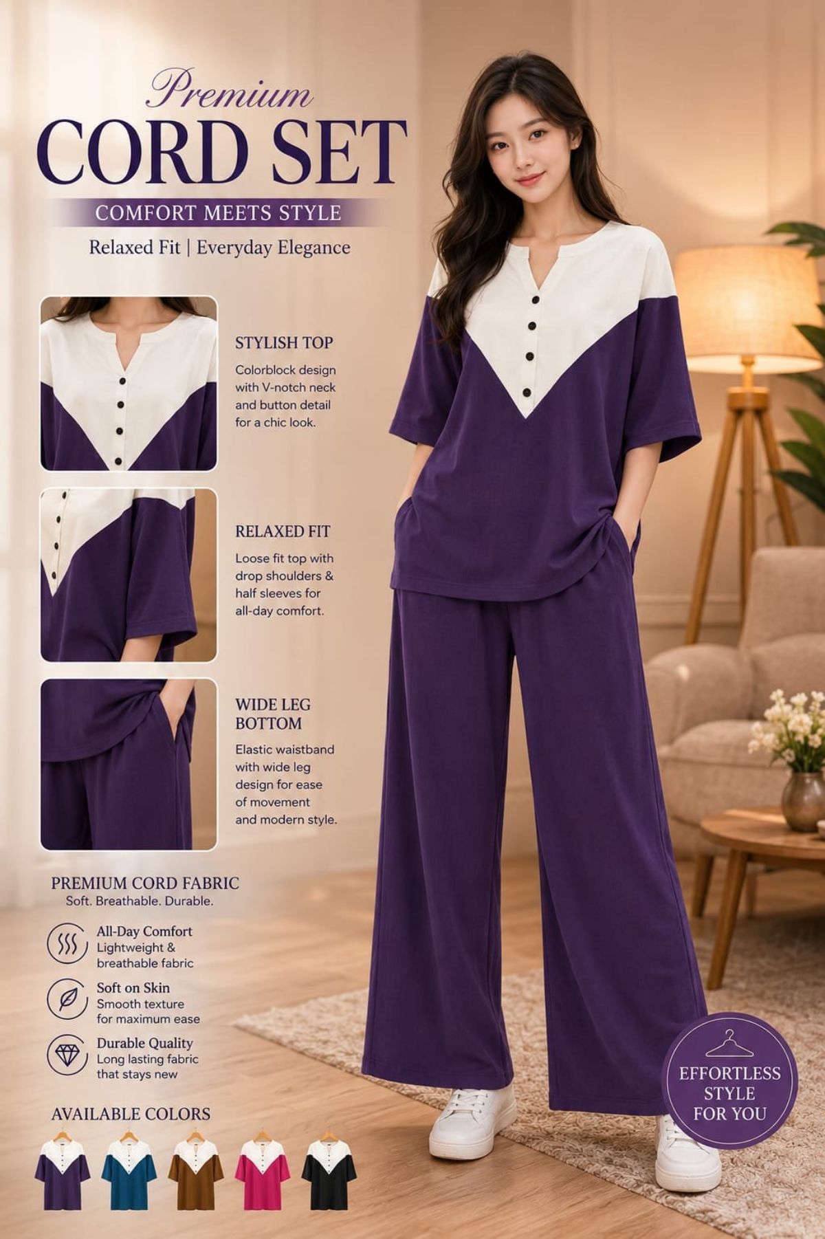 Women's Premium Lycra Co-ord Set- 0682
