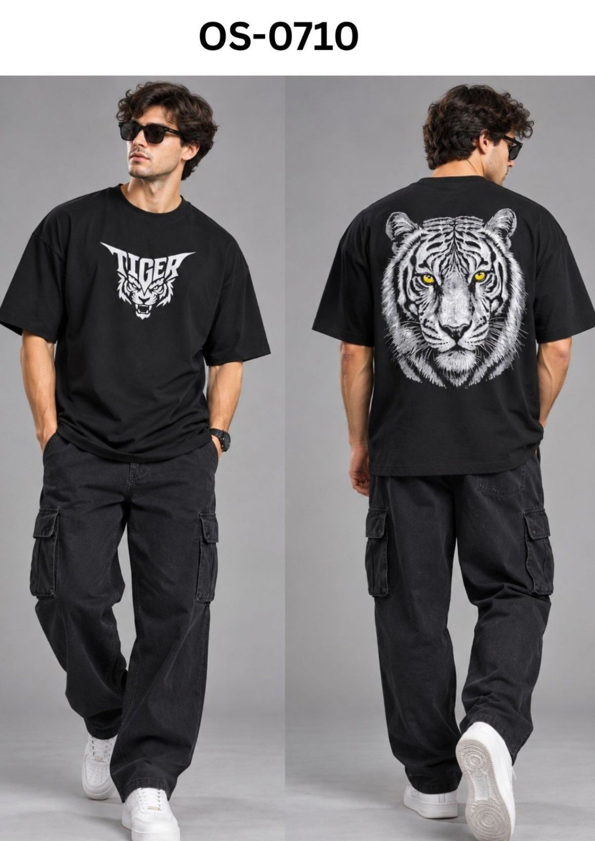 TOMHIDDLE MENS OVERSIZED PRINTED DOWN SHOULDER T-SHIRT- A4-OS-0710