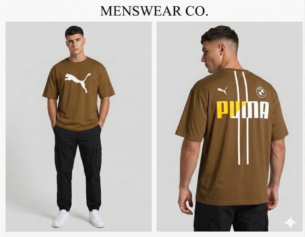 Men's Half Sleeve Down shoulder OB FB PUMA PUFF Print T-shirts