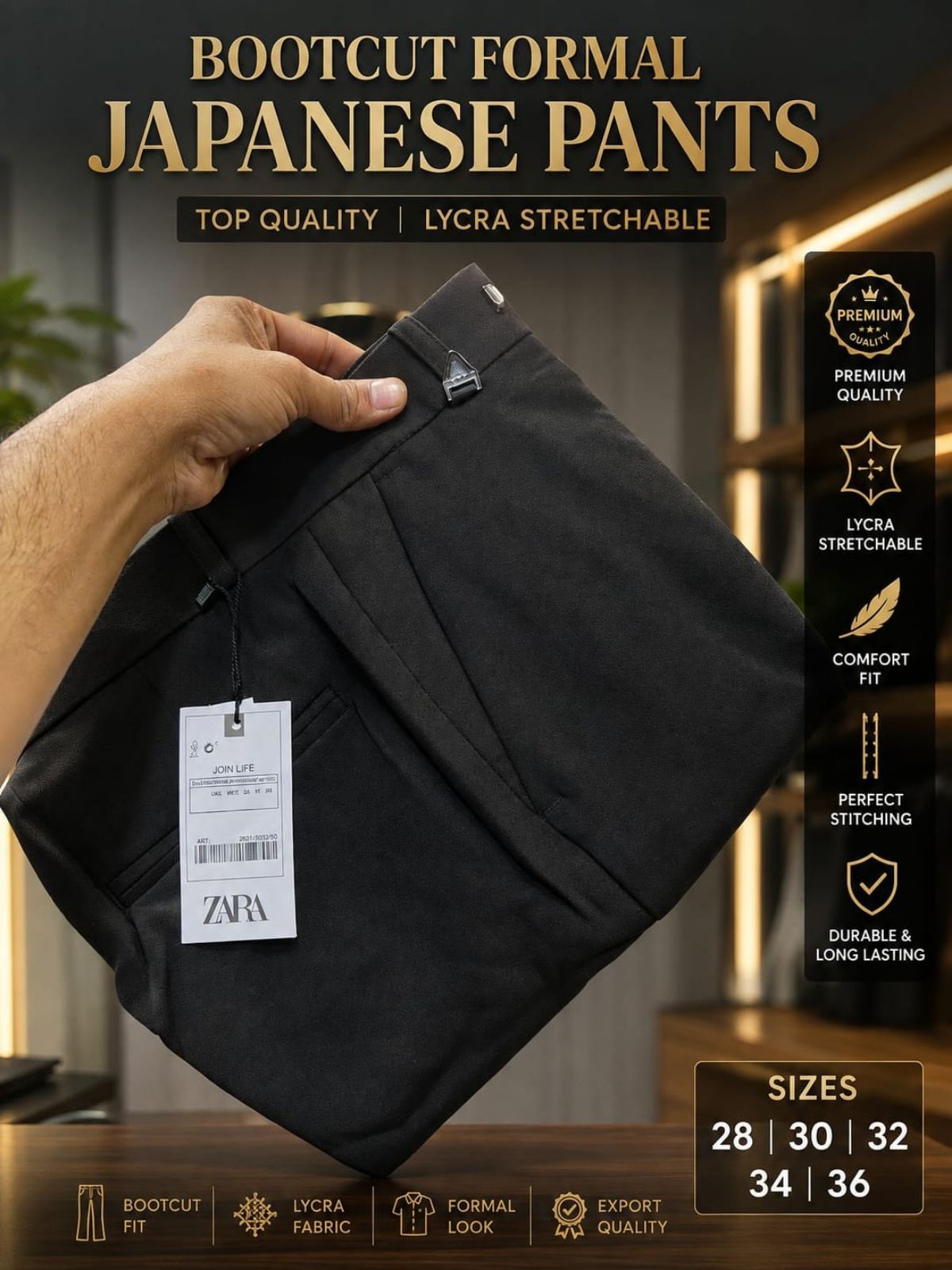 Updry Men's Bootcut Japanese Pants
