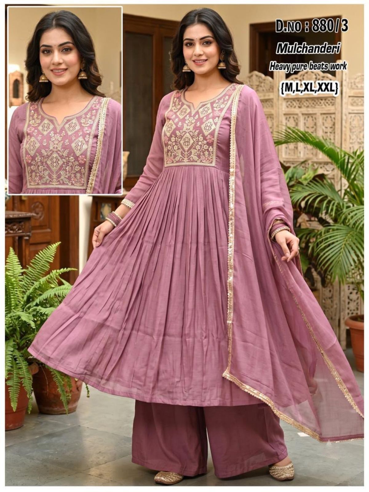 Women's Ethnic Wear Full Ghera Anarkali Frock Suit- Mulchanderi-880/3