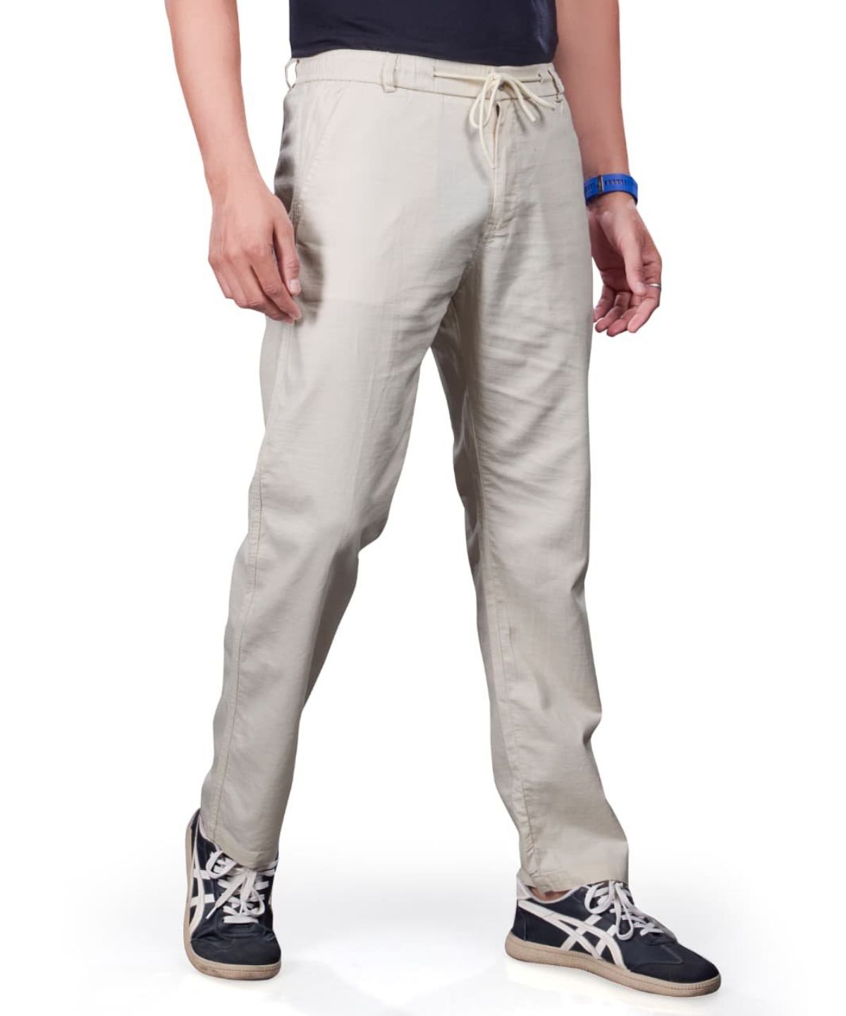 Pro-Noun Men's Lounge Wear Linen Trackpant- D No- 1771-Cream