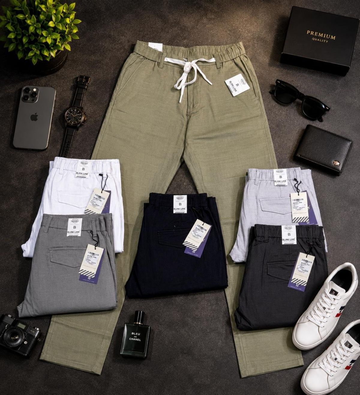 Men's Cotton Linen Plain Pants -9034
