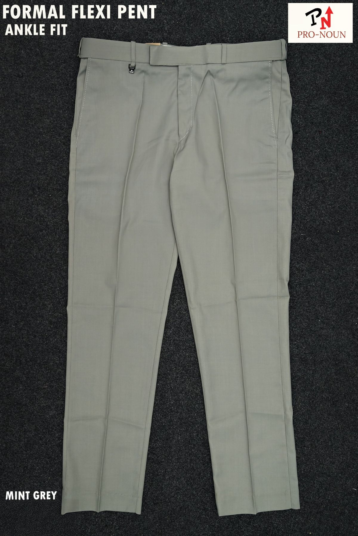 Pro-Noun Men's Men's Formal Trouser Pants With Adjustable belt D No- Signature 292-8 (30-36)- Mint Green