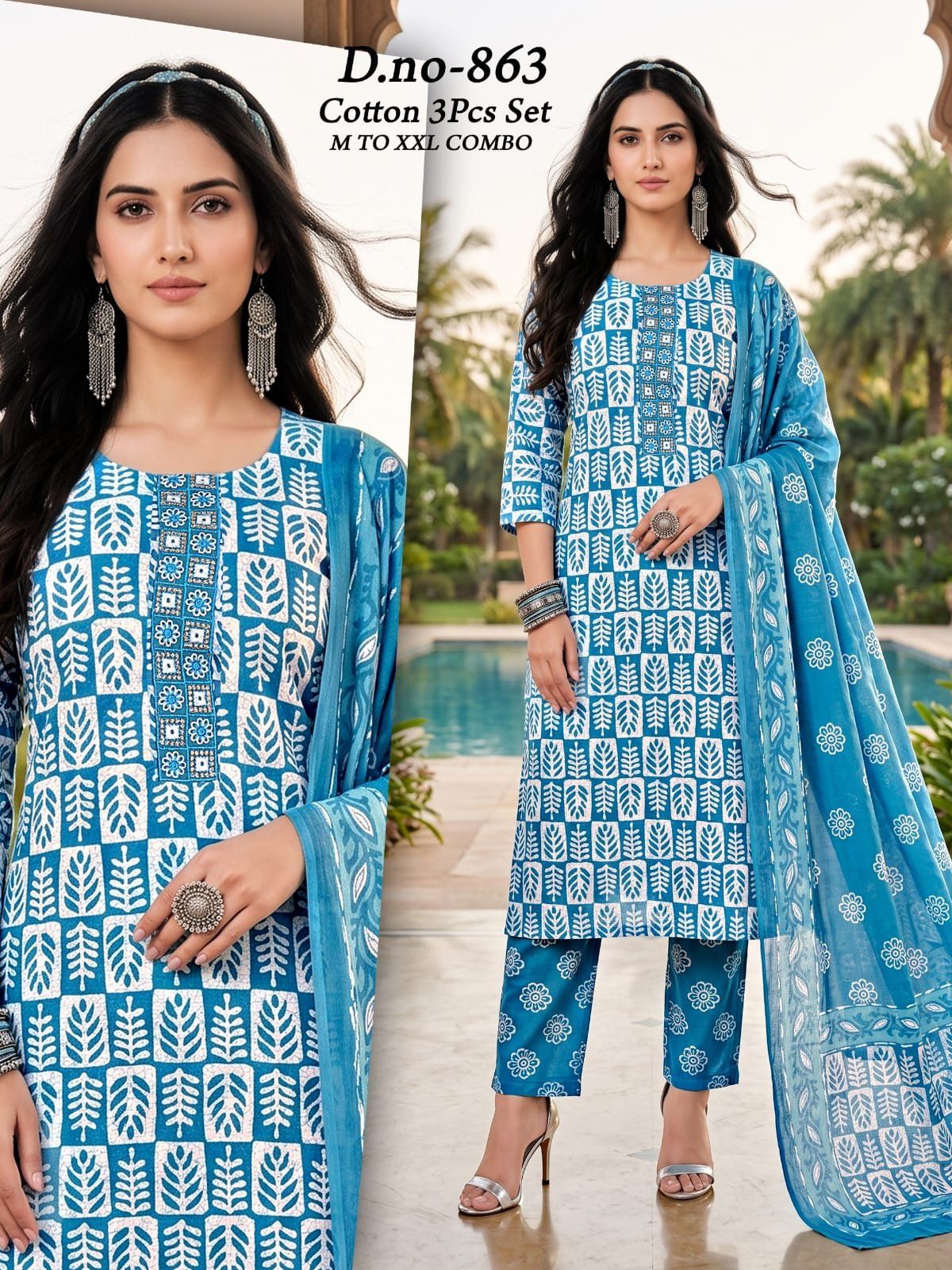 Women's Cotton 3 Pcs Set- 863