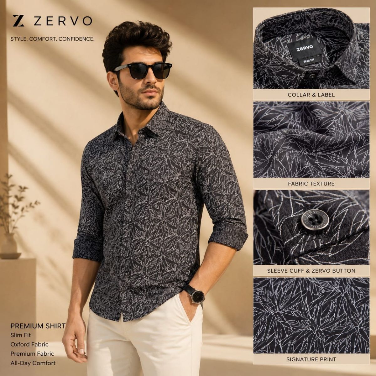 Zervo Men's Cotton Oxford Printed Shirts
