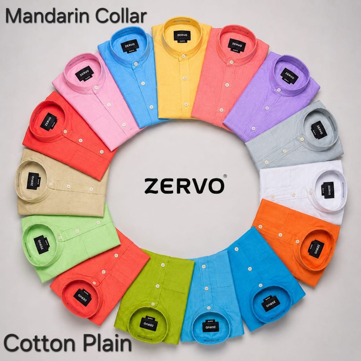 Zervo Men's TFO Cotton Oxford Shirts (Mandarin Coller)