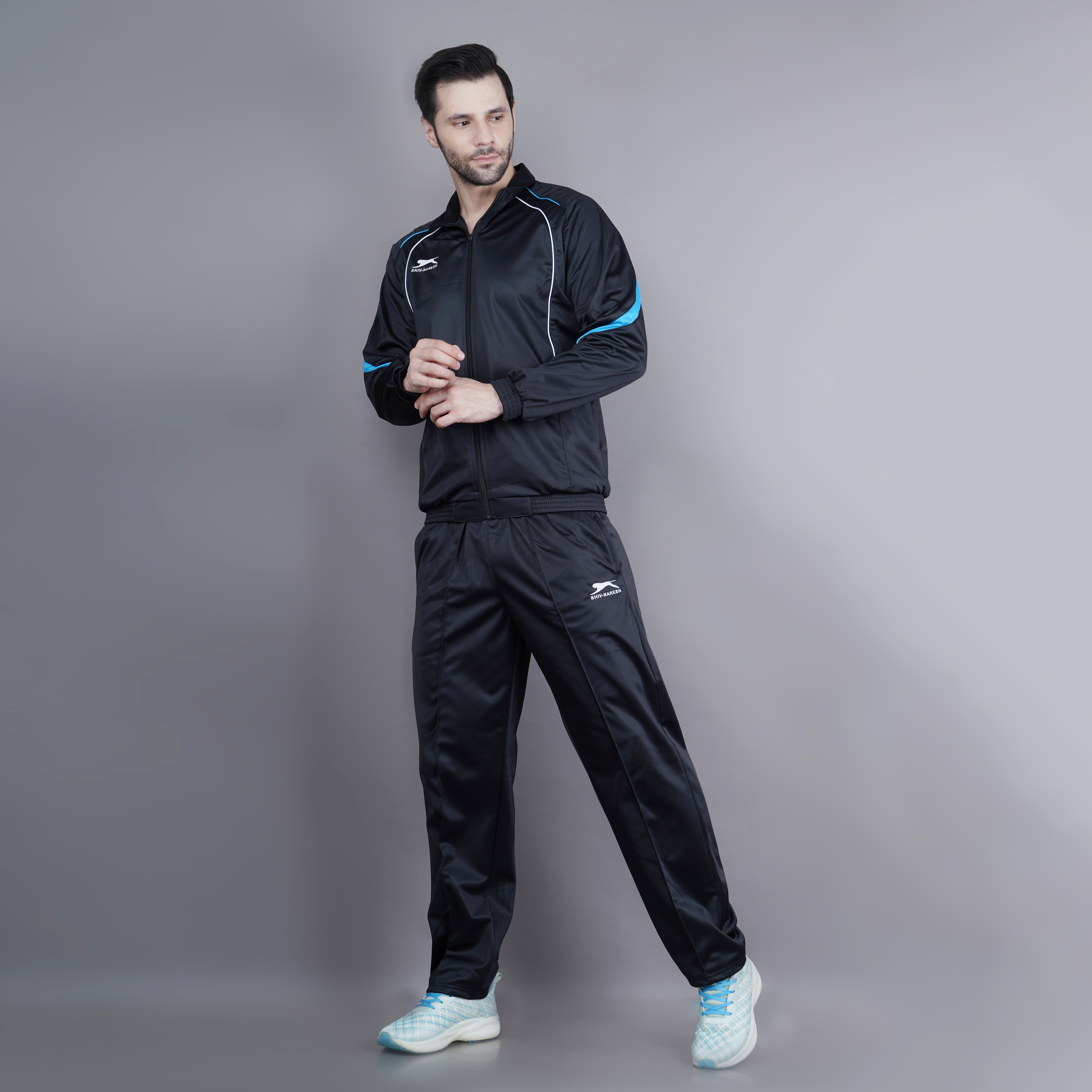 Men's Tracksuit  445A-TP-Black/Cyan/White-XXL