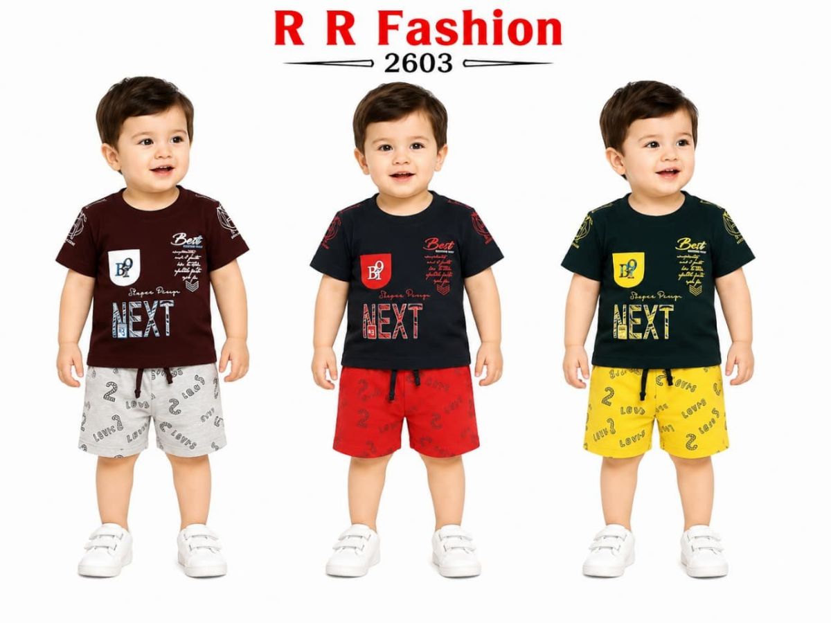 R R FASHION- Kids T-shirt & nikker Clothing Set- 2603