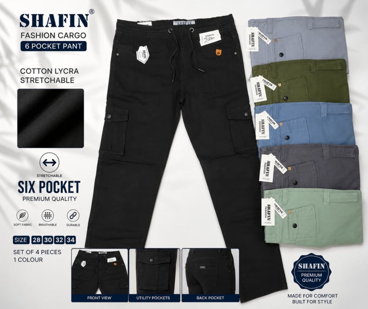Shafin Men's Six Pockets Joggers Cargo without Elastic