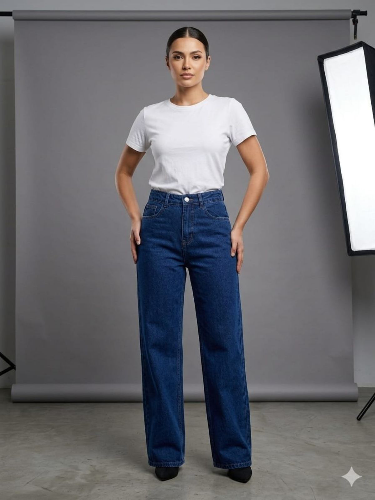 Women's Basic Baggy Jeans - Yi67