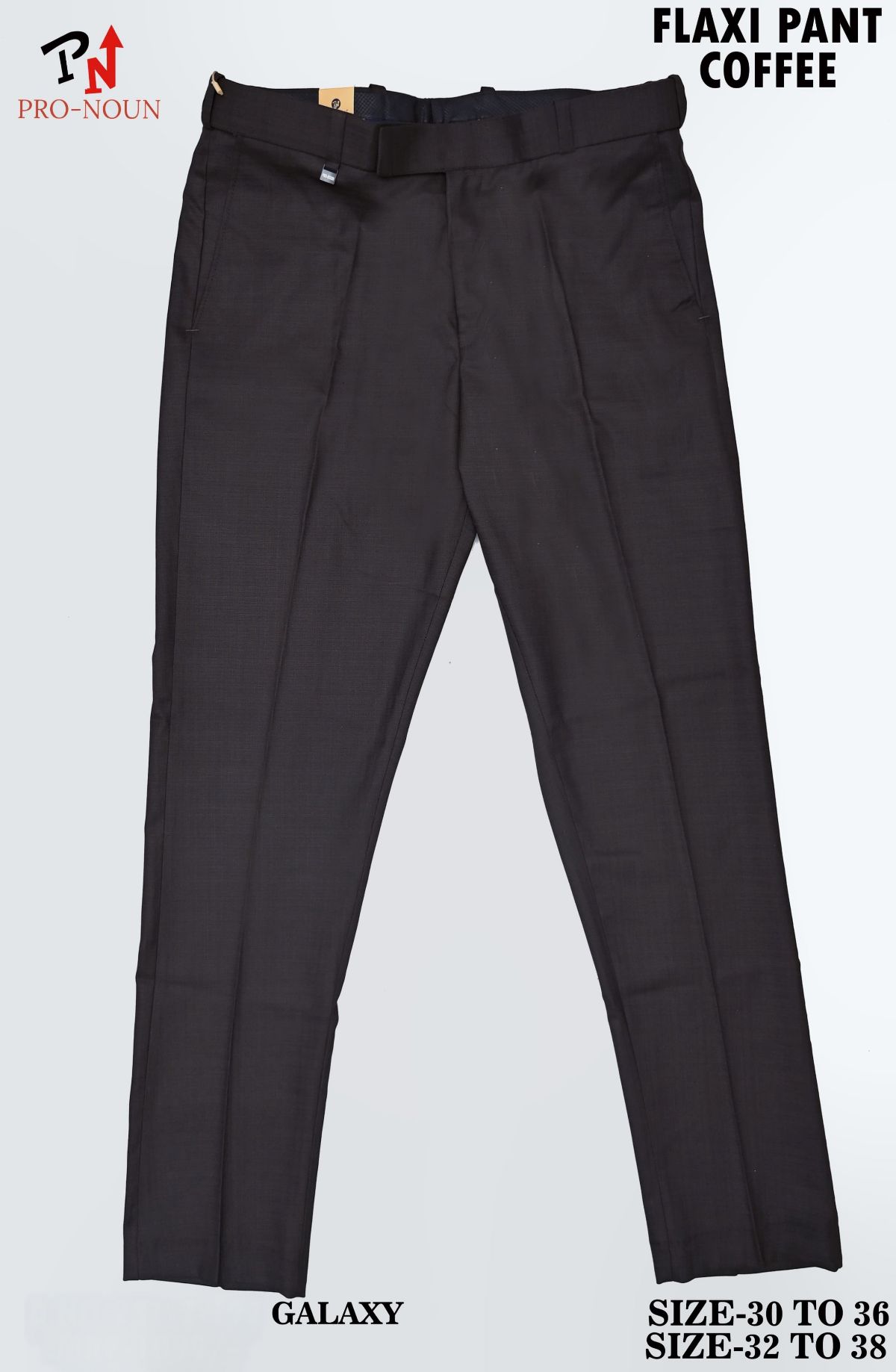 Pro-Noun Men's  Formal Trouser Pants With Adjustable belt D No- Galaxy 231-7-197 (32-38)- Coffee