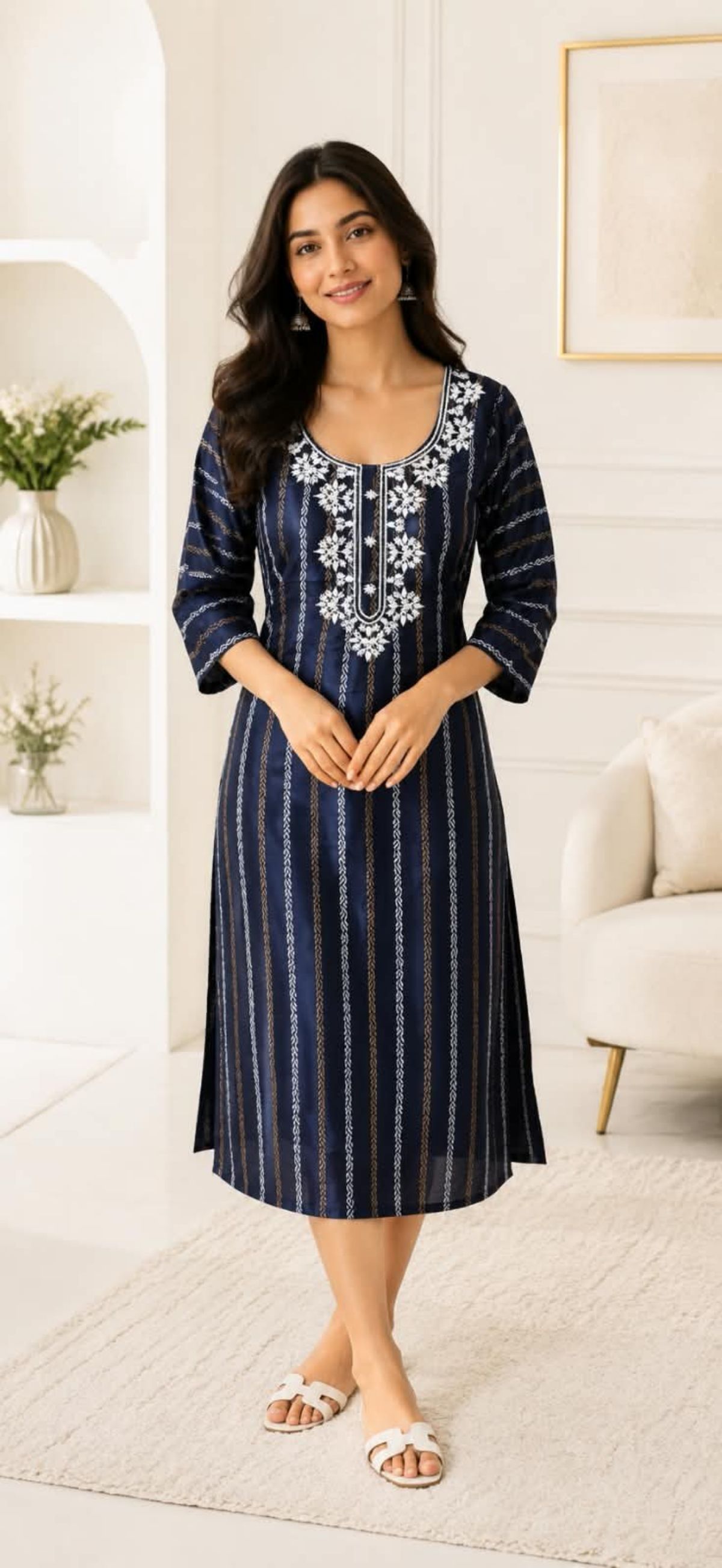 Women's Rayon Long Printed Kurti -0650