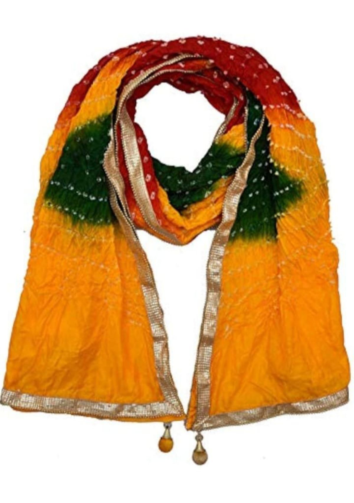 Women's Bandhej Gotta Patti Art Silk Dupatta set by Sona Creaton