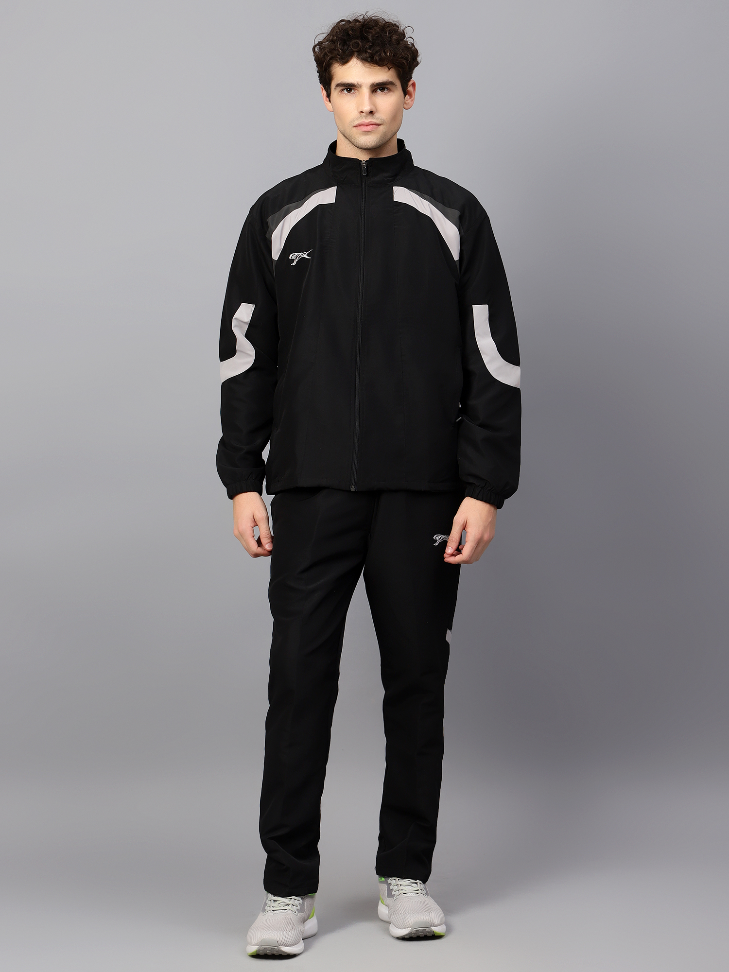 Men's Tracksuit  444B-Black/Dark Grey/White-3XL-TZ