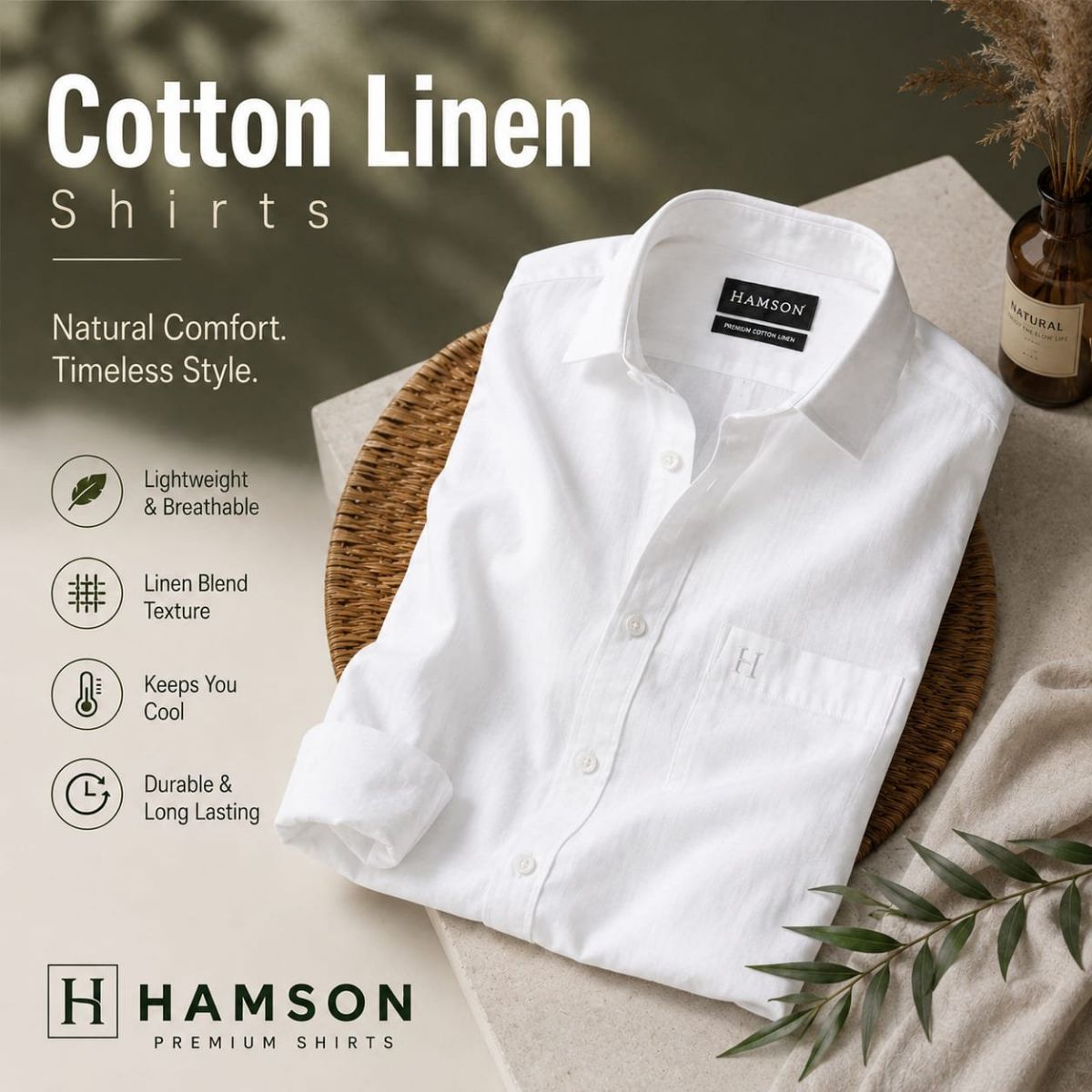 Hamson Cotton Linen Shirts For Men
