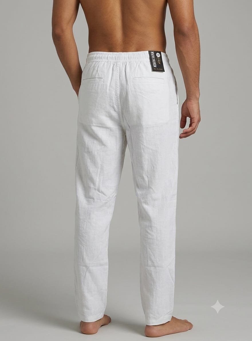 Updry Men's Linen Trousers Pants - White