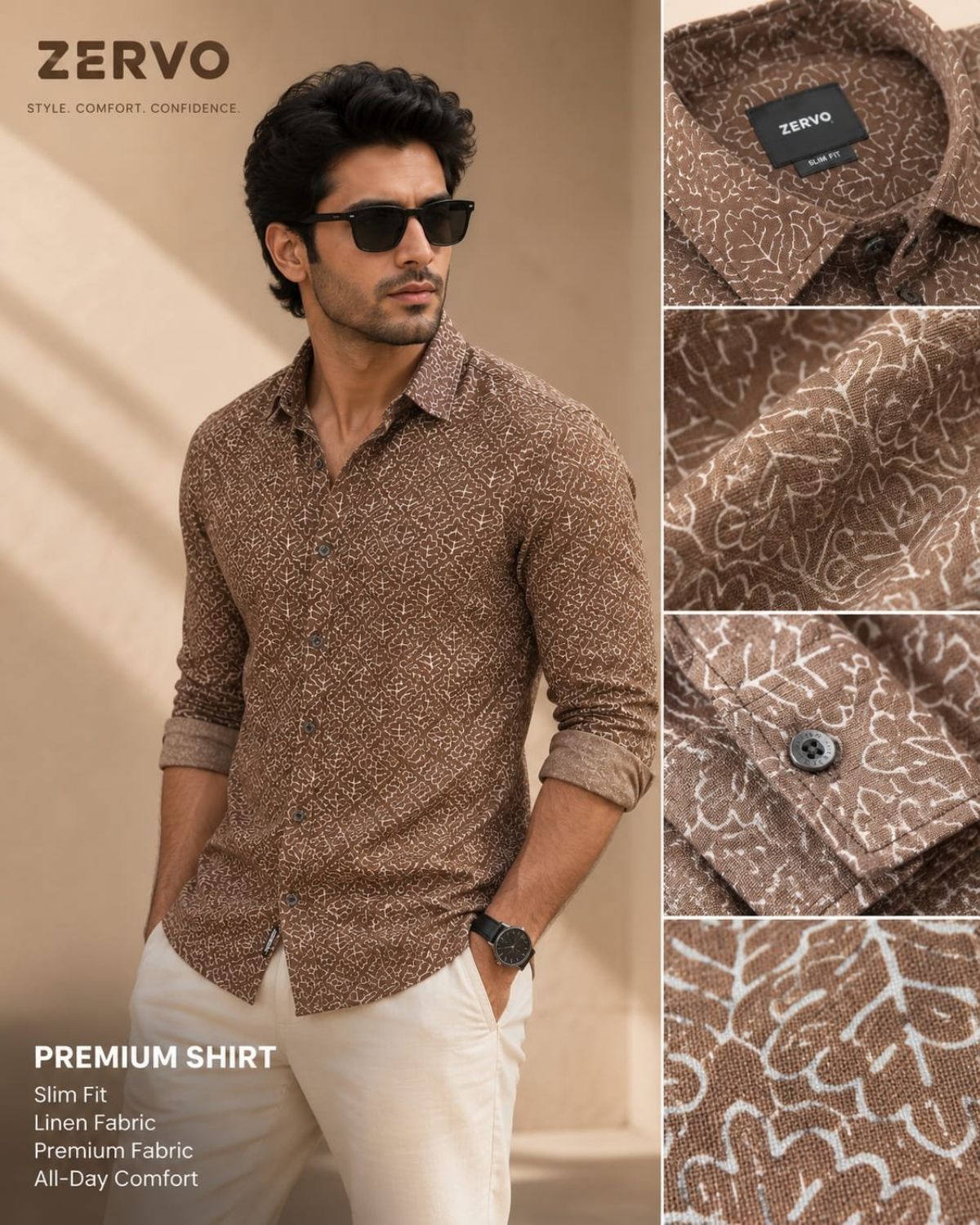 Zervo Men's Linen Printed Shirts