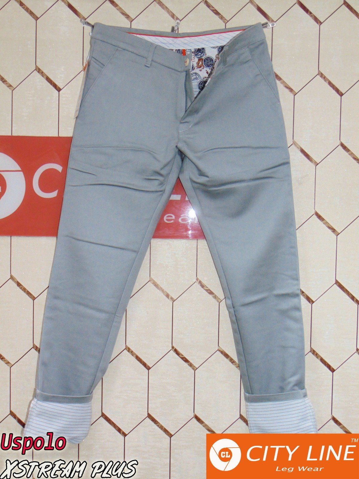 Men's cotton Knitted Narrow PostCard Grey Pants-9078