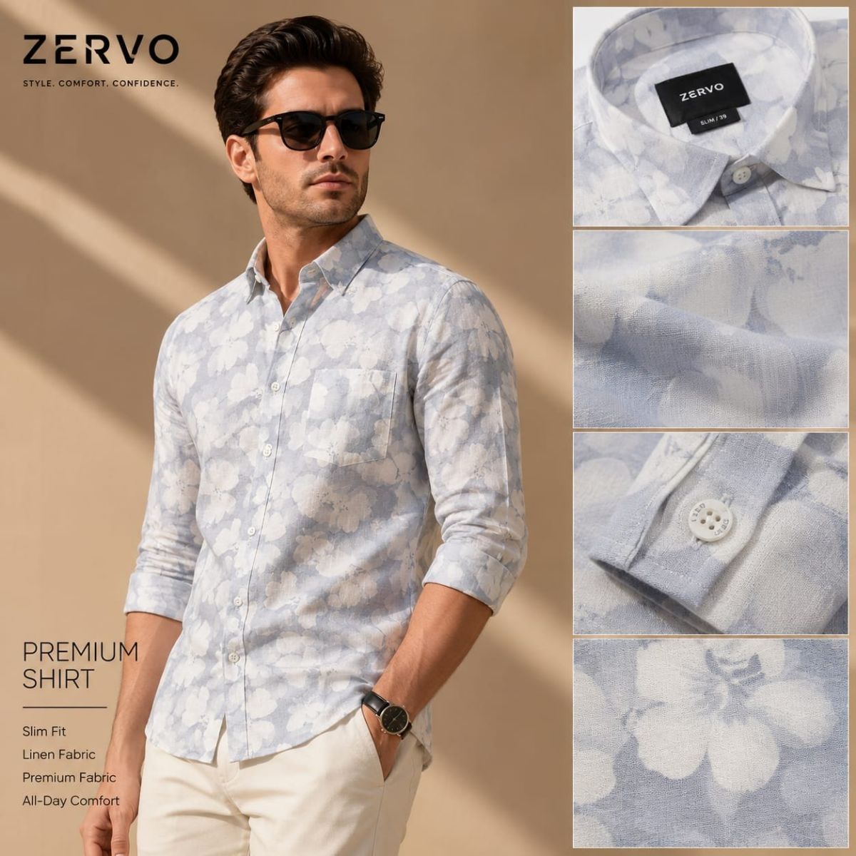 Zervo Men's Linen Printed Shirts