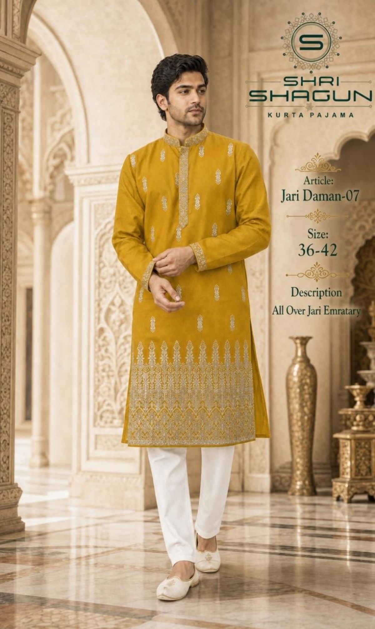 Shri Shagun Jari Daman Kurta Pajama Set-07