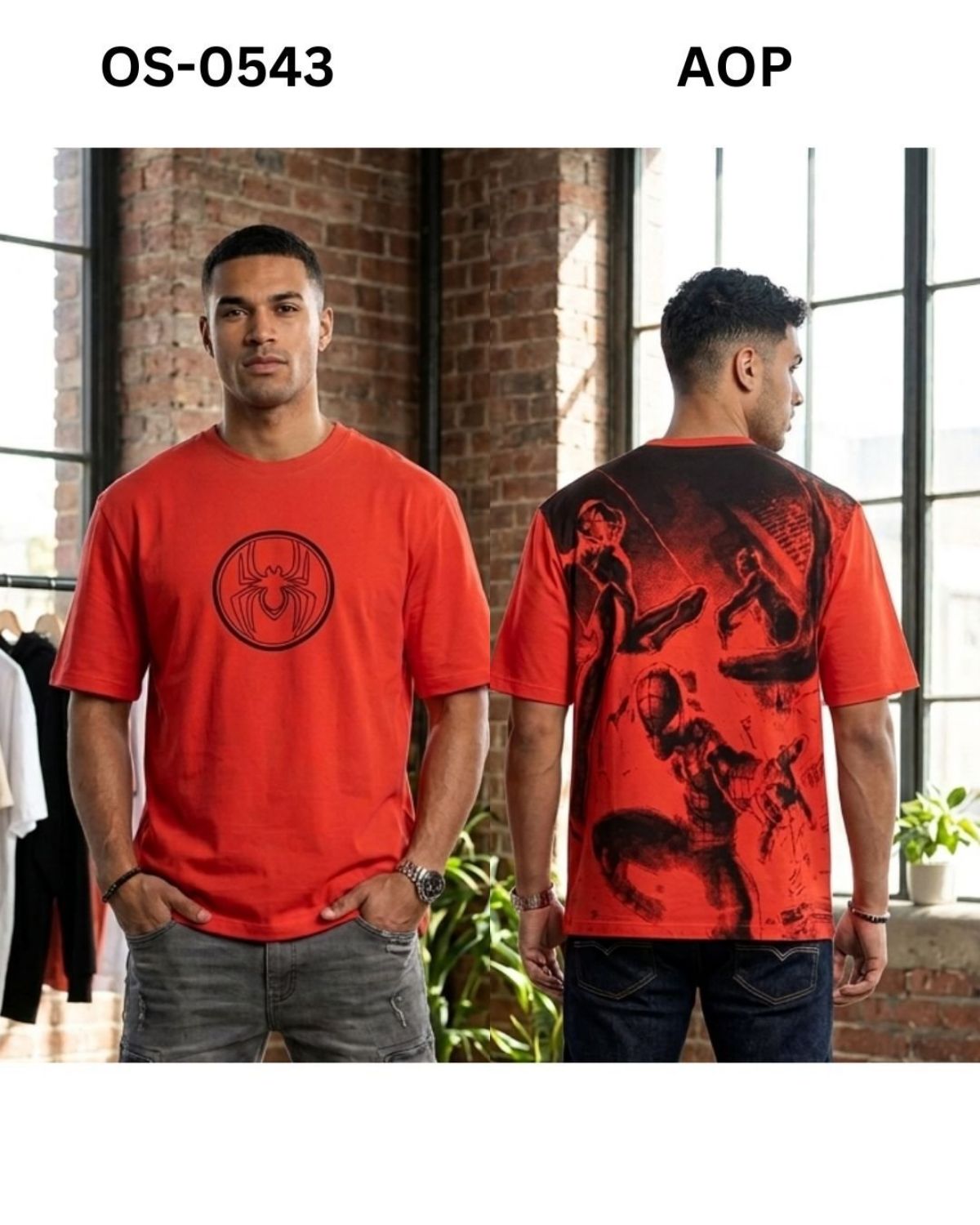 TOMHIDDLE MENS OVERSIZED PRINTED DOWN SHOULDER T-SHIRT- A4-OS-0543