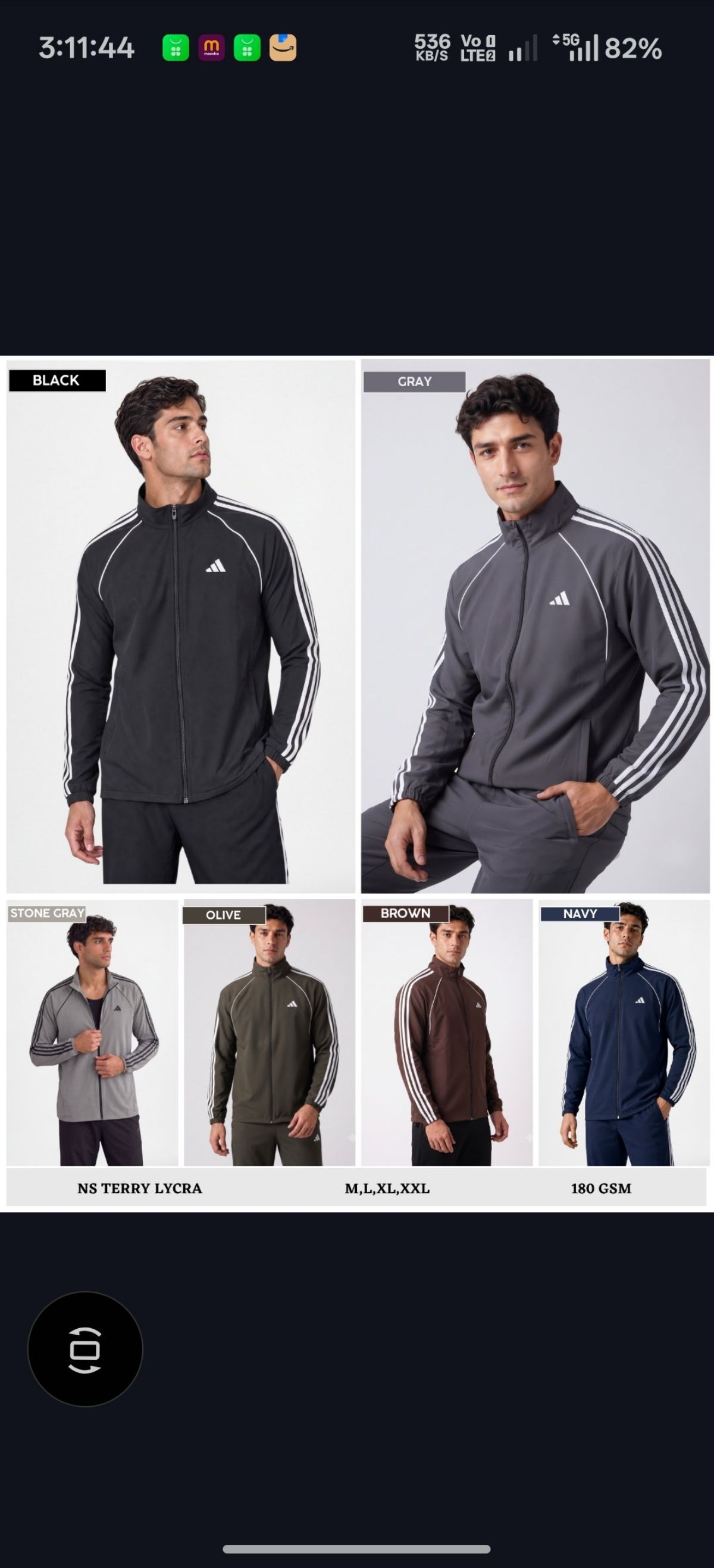 Men's Premium Imported Ns Terry Lycra Jacket with 3 White Strips Design & Piping Detail | Without Inner Lining | 180-190 GSM- AdNtJ-S-264