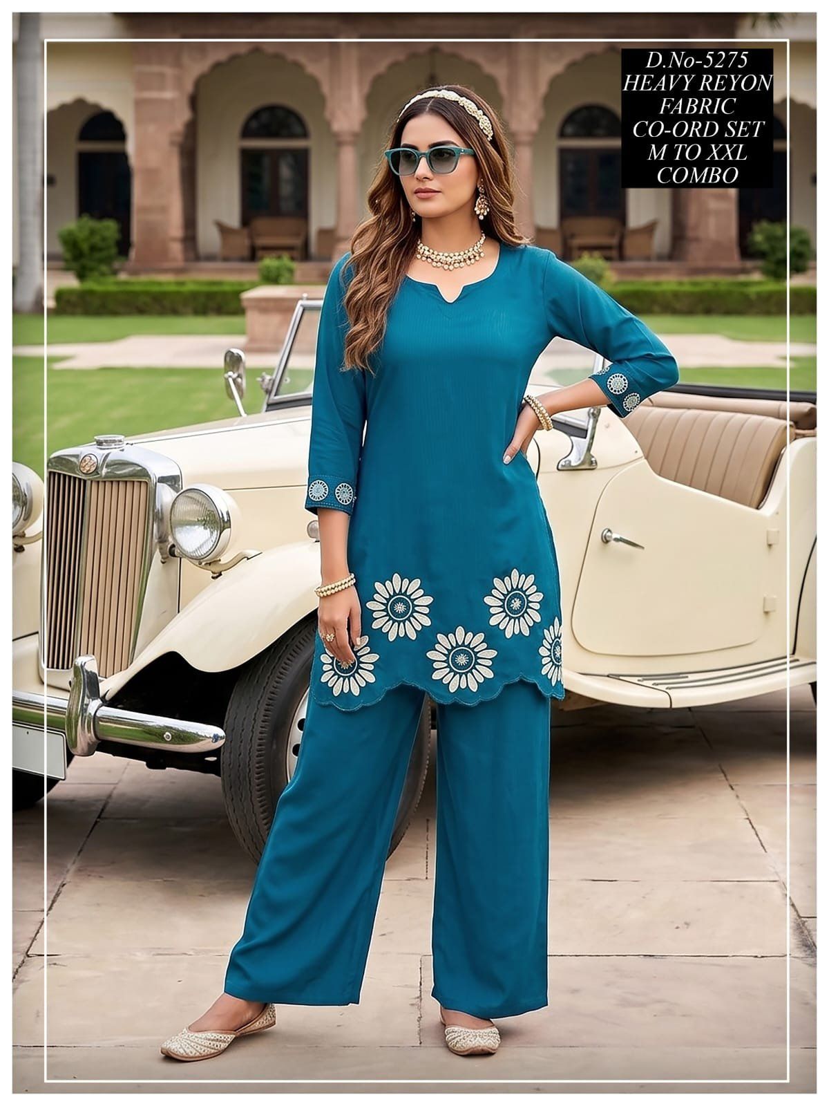 Women's Ethnic Rayon Top Bottom Co-Ord Set- 5275