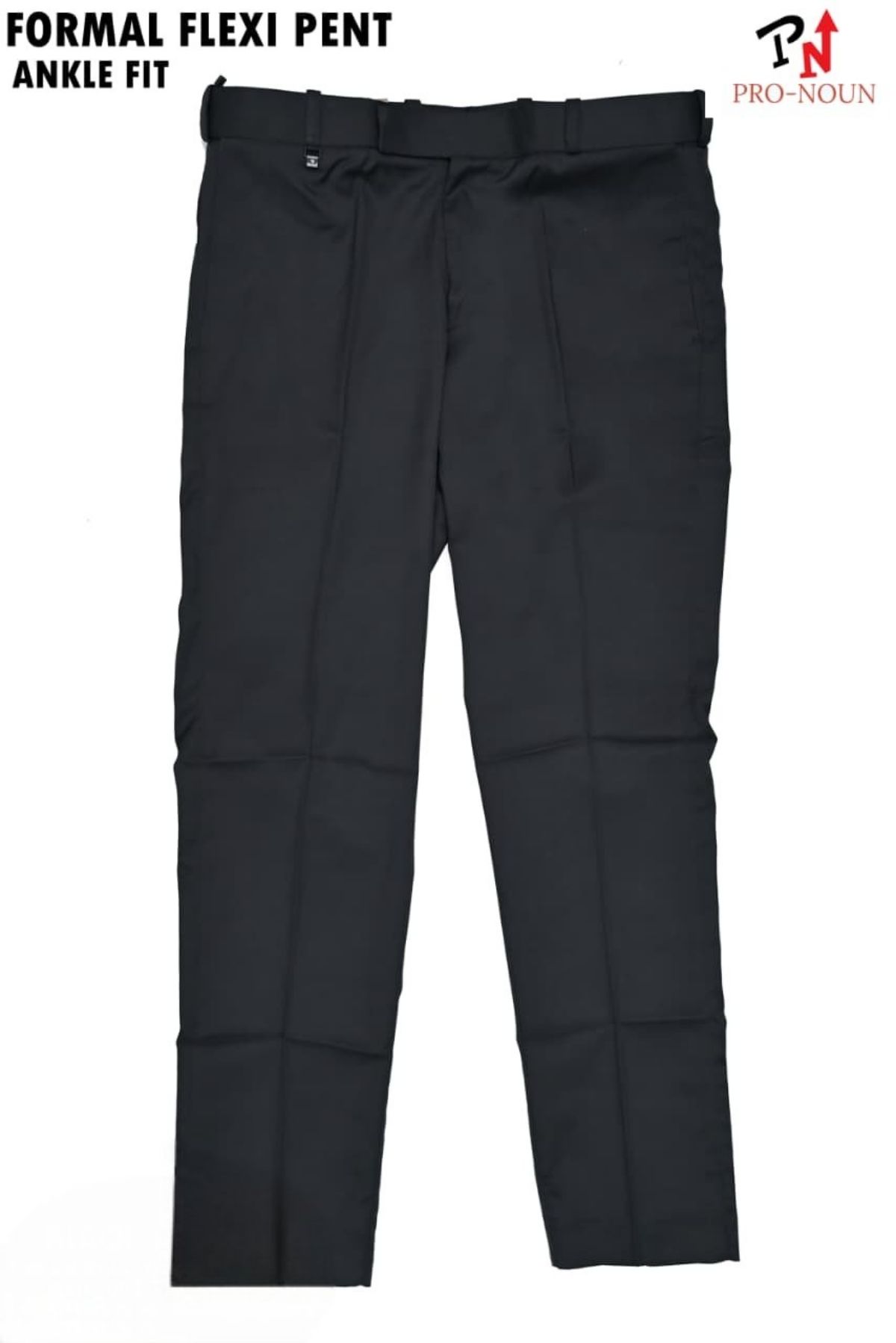 Pro-Noun Men's Men's Formal Trouser Pants With Adjustable belt D No- Signature 292-8 (28-32)- Black
