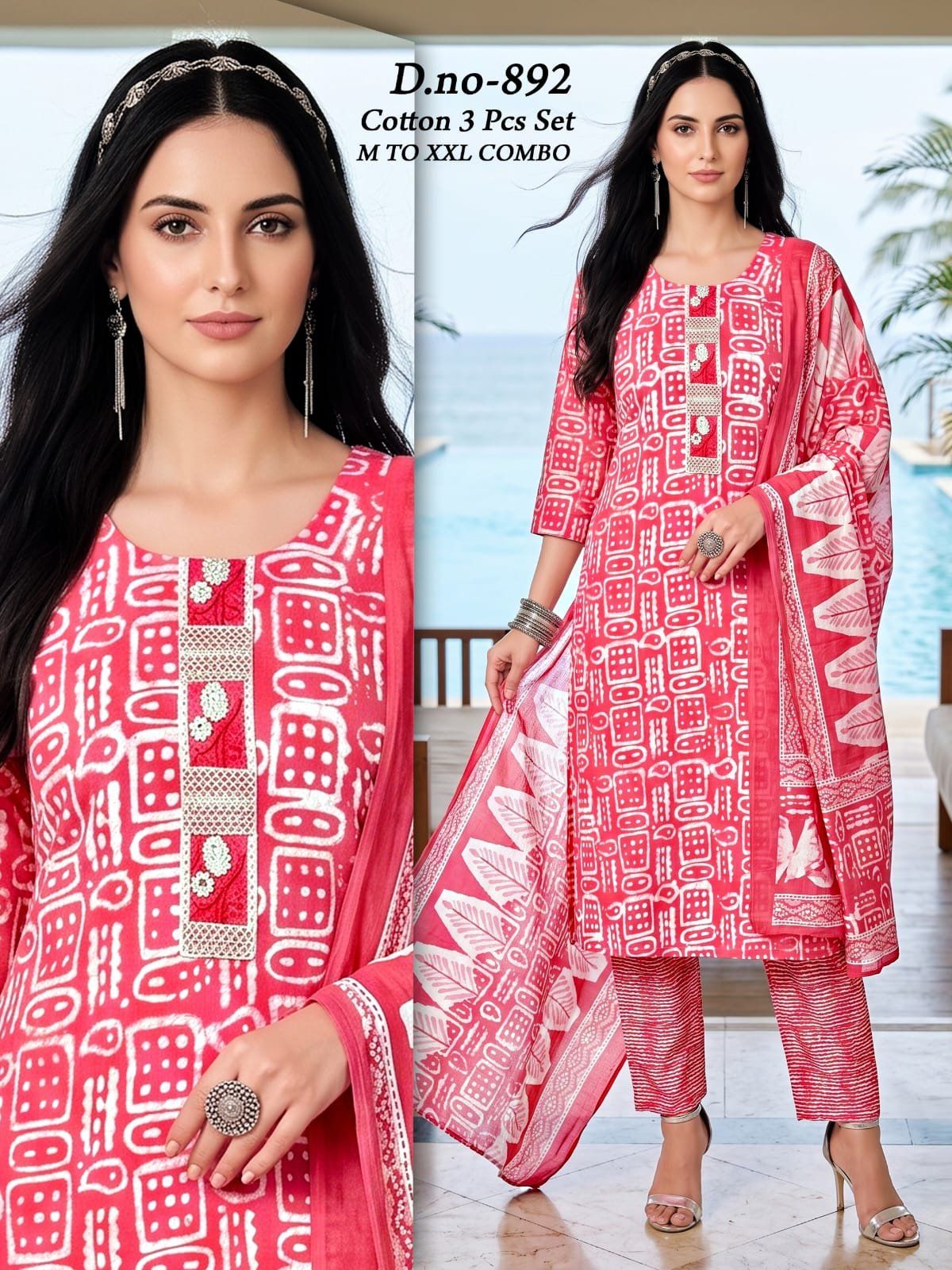 Women's Cotton 3 Pcs Set- 892