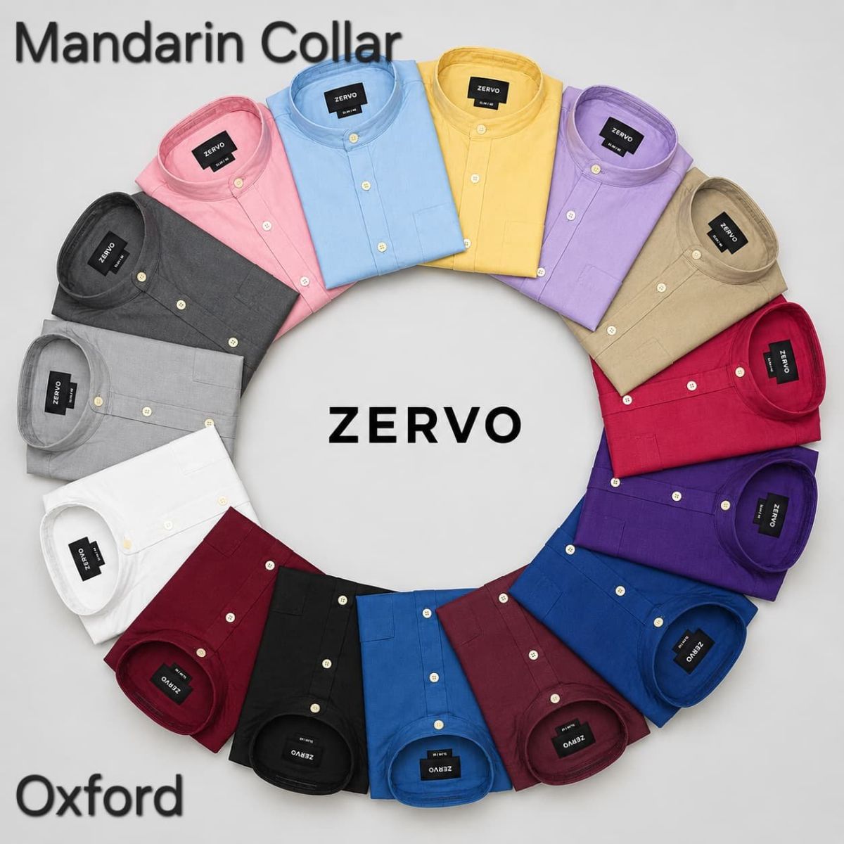 Zervo Men's French Cotton Shirts (Mandarin Coller)