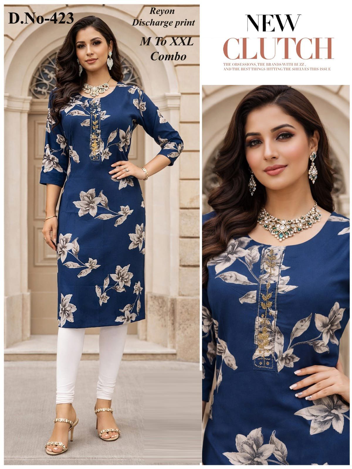 Women's Rayon Discharge Print Kurti-423